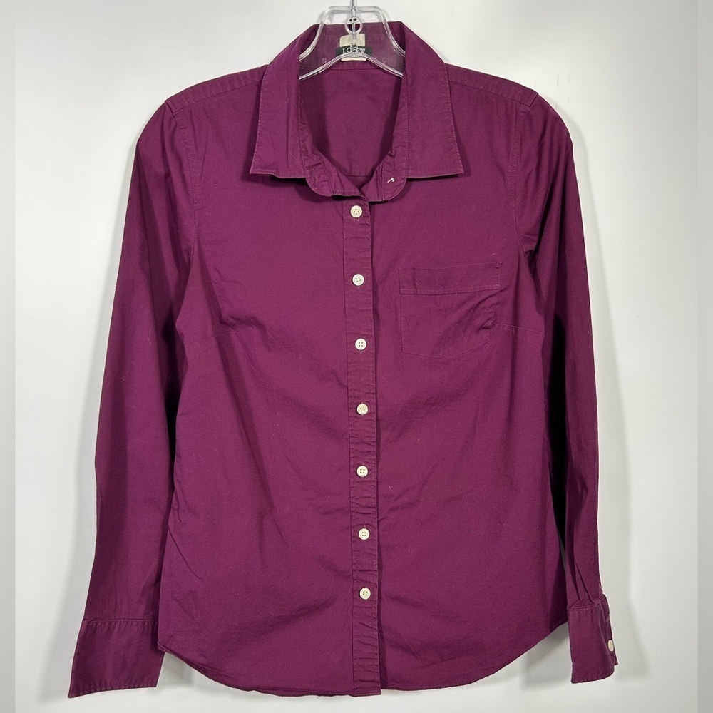 J.Crew Factory Button-Up Cotton Poplin Shirt
Signature Fit Dark Purple Size S